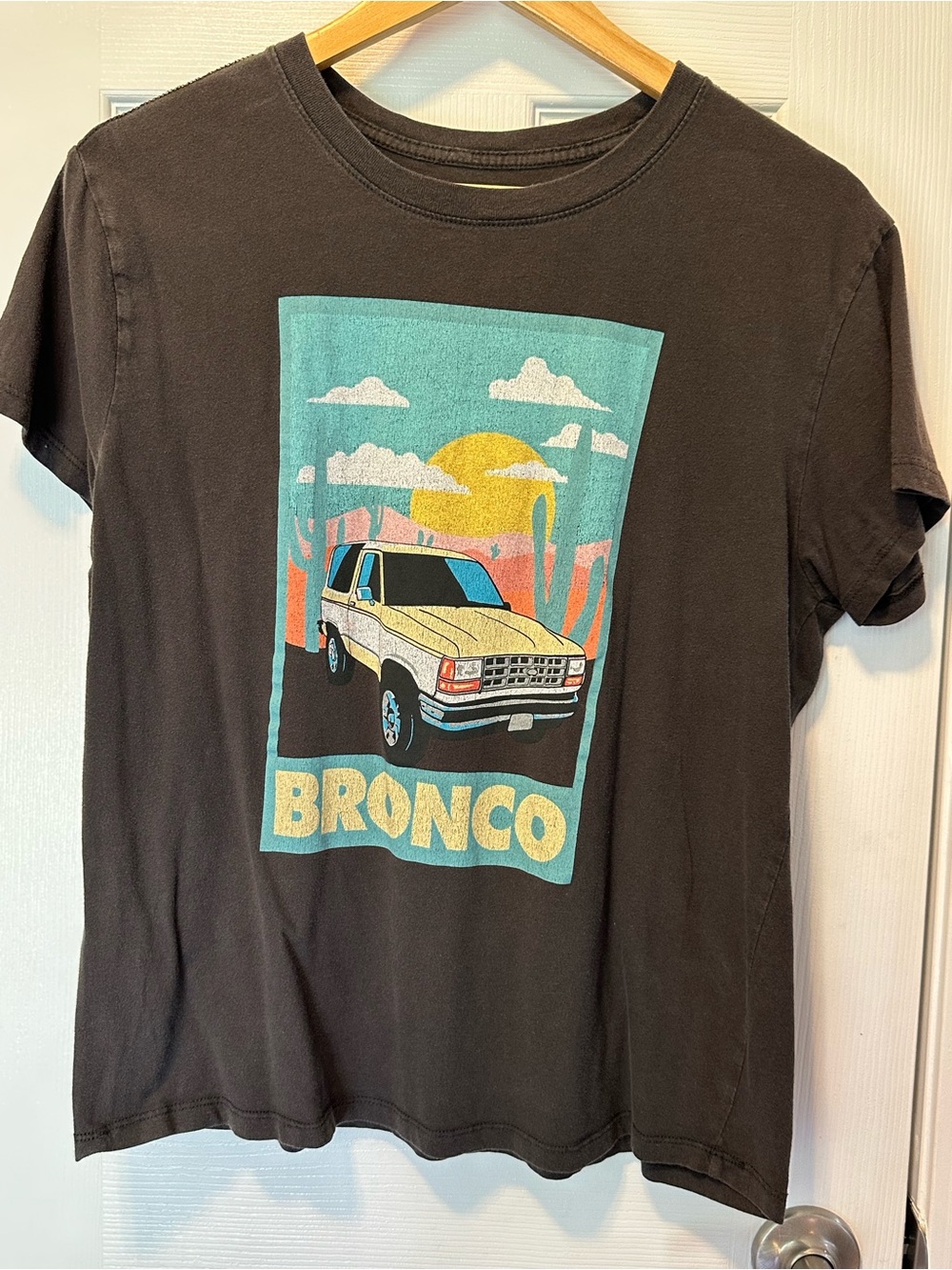 Ford Bronco Graphic Tee - Black with Teal, Yellow and Cream Print